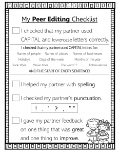 2nd grade peer editing checklist